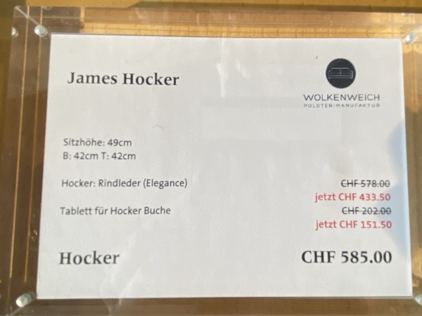 James Hocker von Wolkenweich – Ausstellungsstücke in Zürich