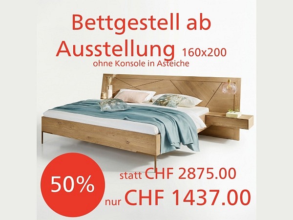 Anrei Leno Bettrahmen – Asteiche gebürstet, 160 x 200 cm inkl. 1 Nachttisch